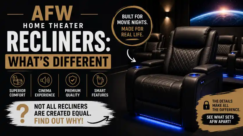 American Furniture Warehouse Theater Seating home theater recliners featuring premium cushioning, LED lighting, and modern reclining design.