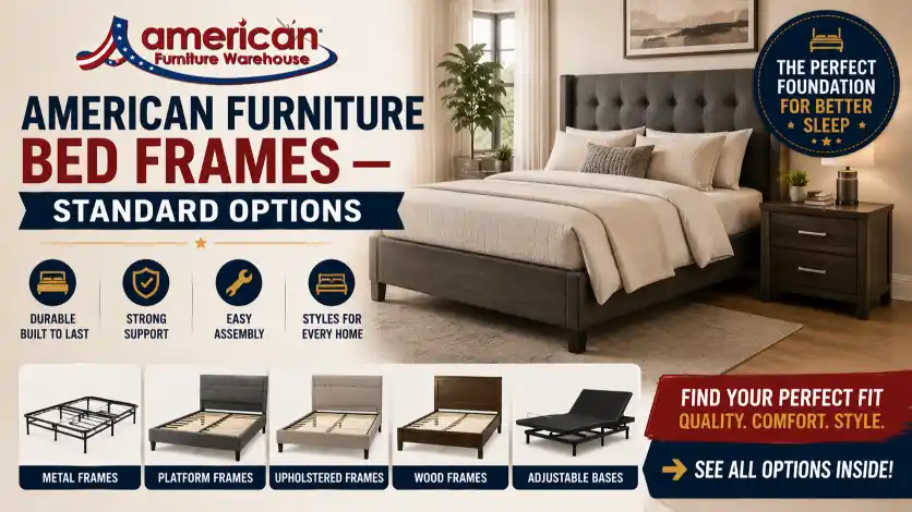 American Furniture Beds with premium wood and metal bed frames designed for durability, comfort, and modern bedroom styles.