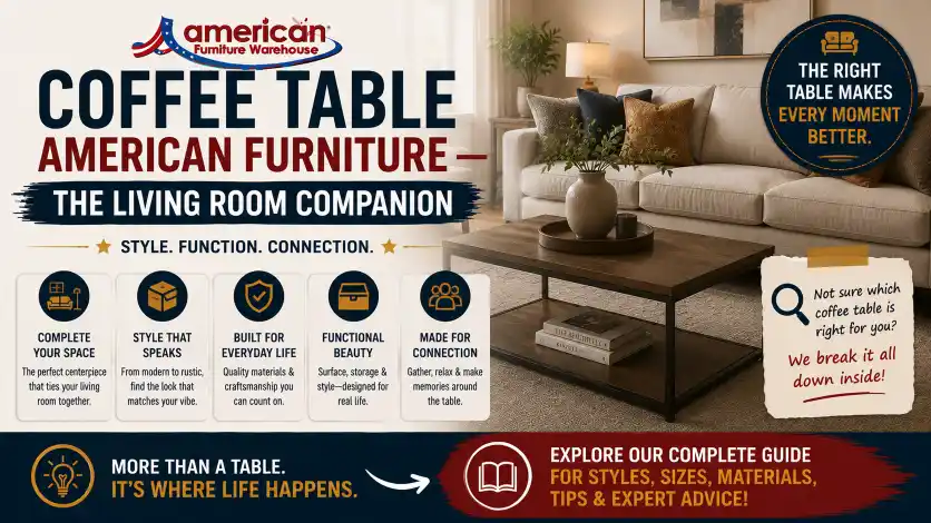 American Furniture Dining Table buying guide with matching coffee tables to create a coordinated dining and living room furniture collection.