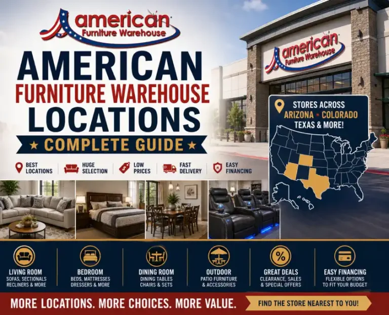 American Furniture Warehouse Locations buying guide featuring every AFW store, showroom highlights, furniture collections, financing, delivery services, and expert shopping advice.