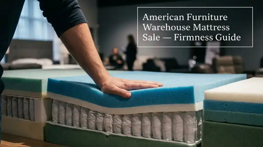 American Furniture Warehouse Mattress Sale firmness guide helping side, back, and stomach sleepers select the best mattress comfort level.