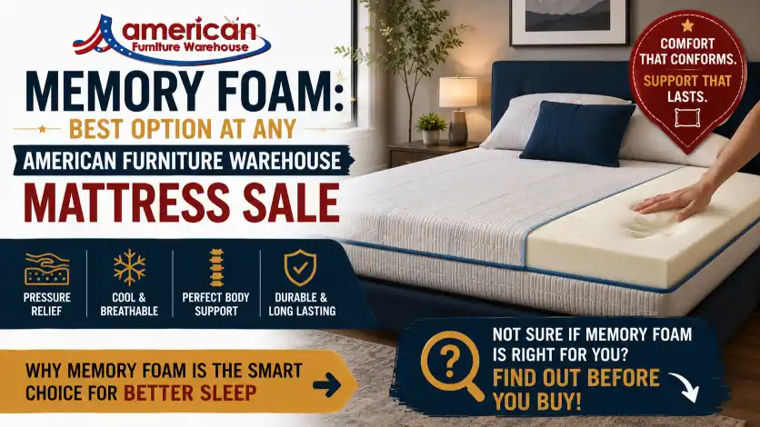 American Furniture Warehouse Mattress Sale memory foam mattresses designed for pressure relief, motion isolation, and personalized sleeping comfort.
