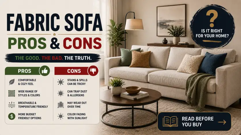 Fabric sofa comparison with American Furniture Leather Couch alternatives showing comfort, style, maintenance, and long-term value.