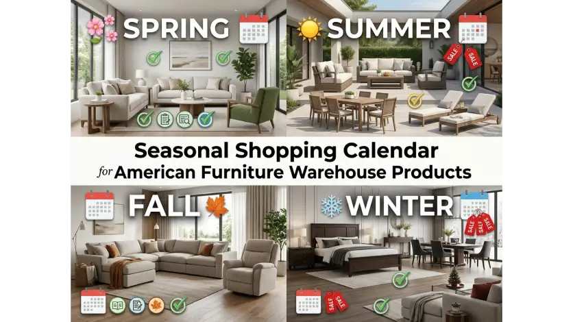 American furniture warehouse products featured across seasonal furniture shopping and home décor trends