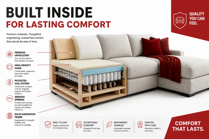 American furniture warehouse good quality frame construction guide showcasing durable materials, reinforced frames, and long-lasting furniture support.