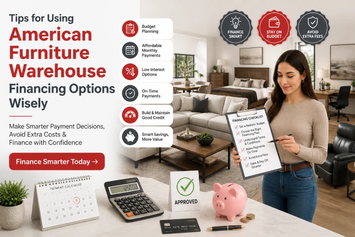 American Furniture Warehouse Financing tips showing smart budgeting, payment planning, and responsible financing for furniture purchases.