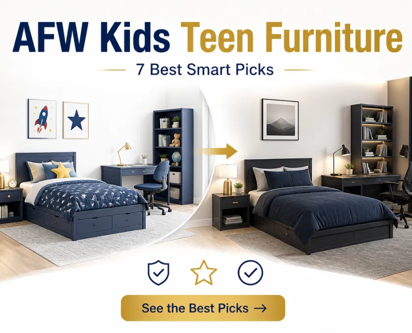 Bright kids teen furniture bedroom with colorful bunk bed and teen study desk